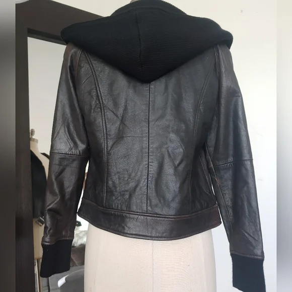 Suzanne Somers Lamb Leather Lined Moto Hooded Jacket - Picture 3 of 9